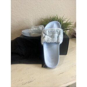 Puma Rihanna Fenty Fur Slide 365772 03 Cool Blue Sandals Women Size 10.5